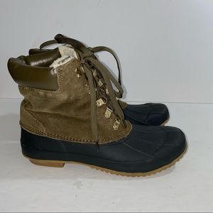 Joie Delyth Olive Suede Lace Up Womens Rain Snow ankle boots size 38.5